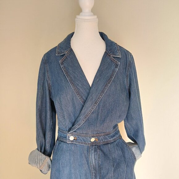 Madewell Denim Tailored Jumpsuit in Norvell Wash Size 10 - Picture 5 of 10